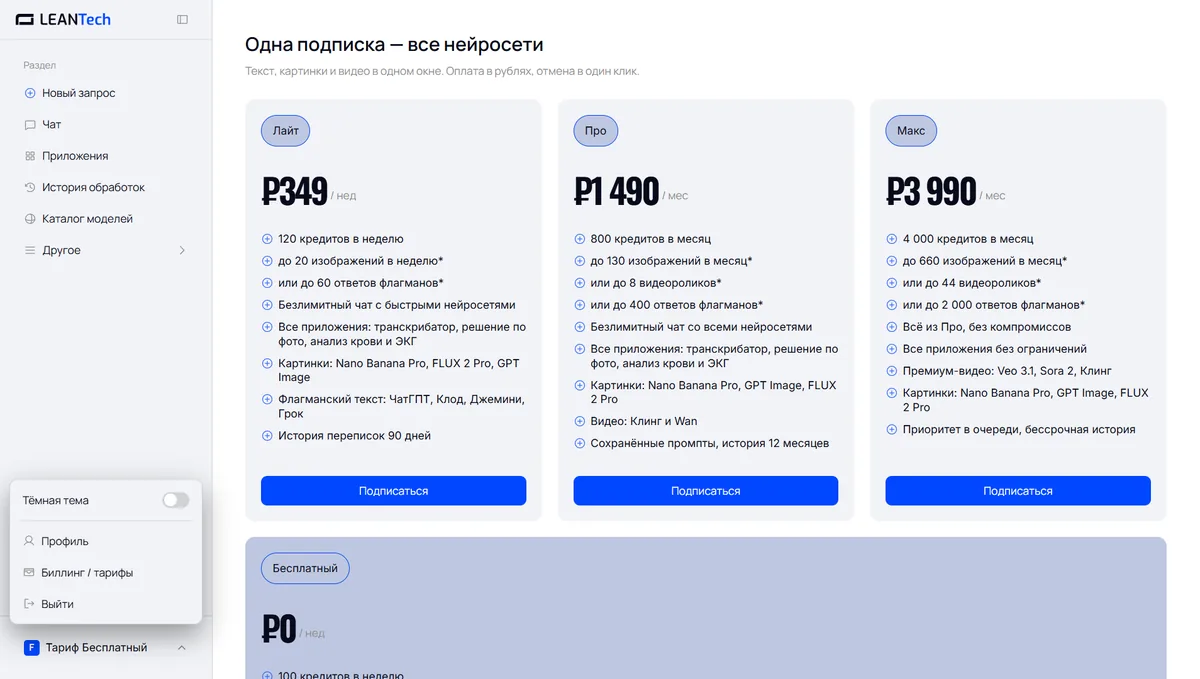 Оплата Signum AI картой РФ